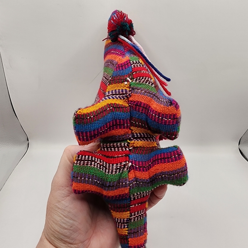 Guatemalan Textile Dinosaur Plush Fiesta Stripe 10" - Picture 4 of 6